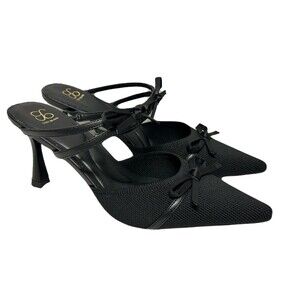NEW Cosy Island Womens Size 7 Black Double Bow Pointed Toe Heeled Mules $99